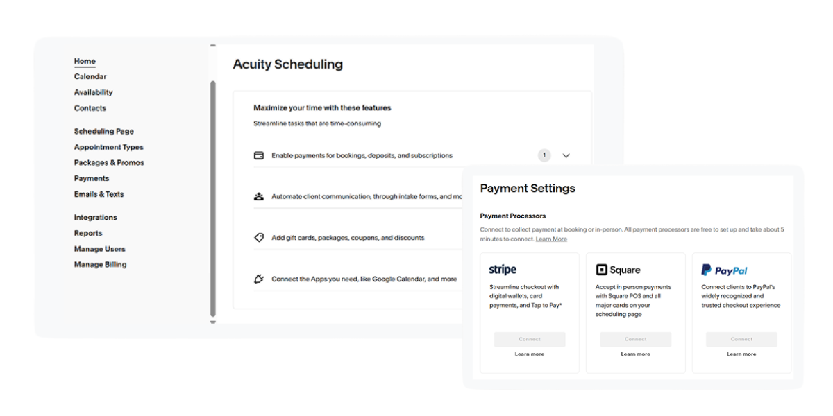 Acuity Scheduling payment options and scheduling app