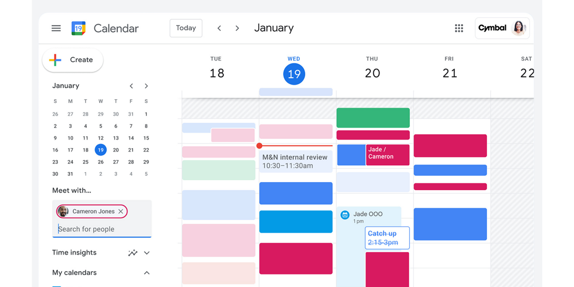 Google Calendar week view with color-coded schedules, reminders & alerts, and calendar sync for couple plans