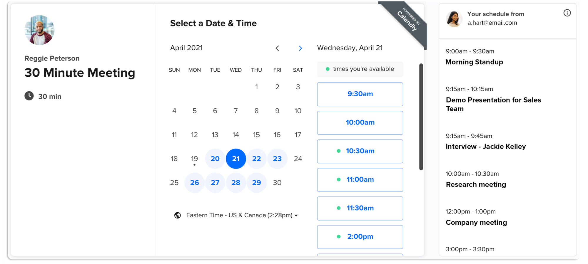 Calendly Calendar Interface