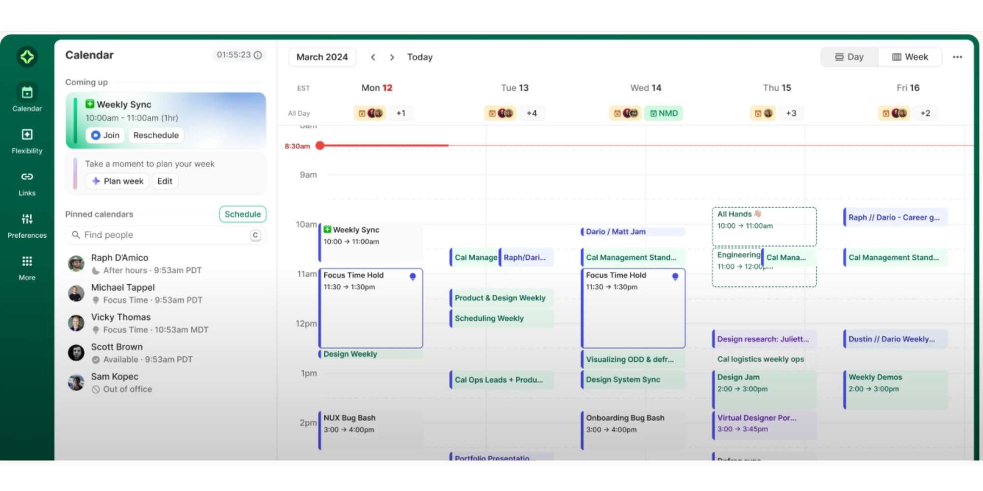 Alternativa a Google Calendar en sentido horario