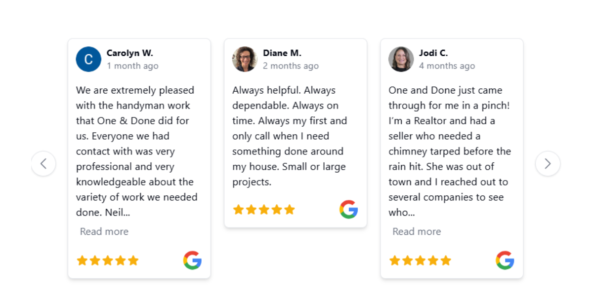 example of google reviews for handyman website
