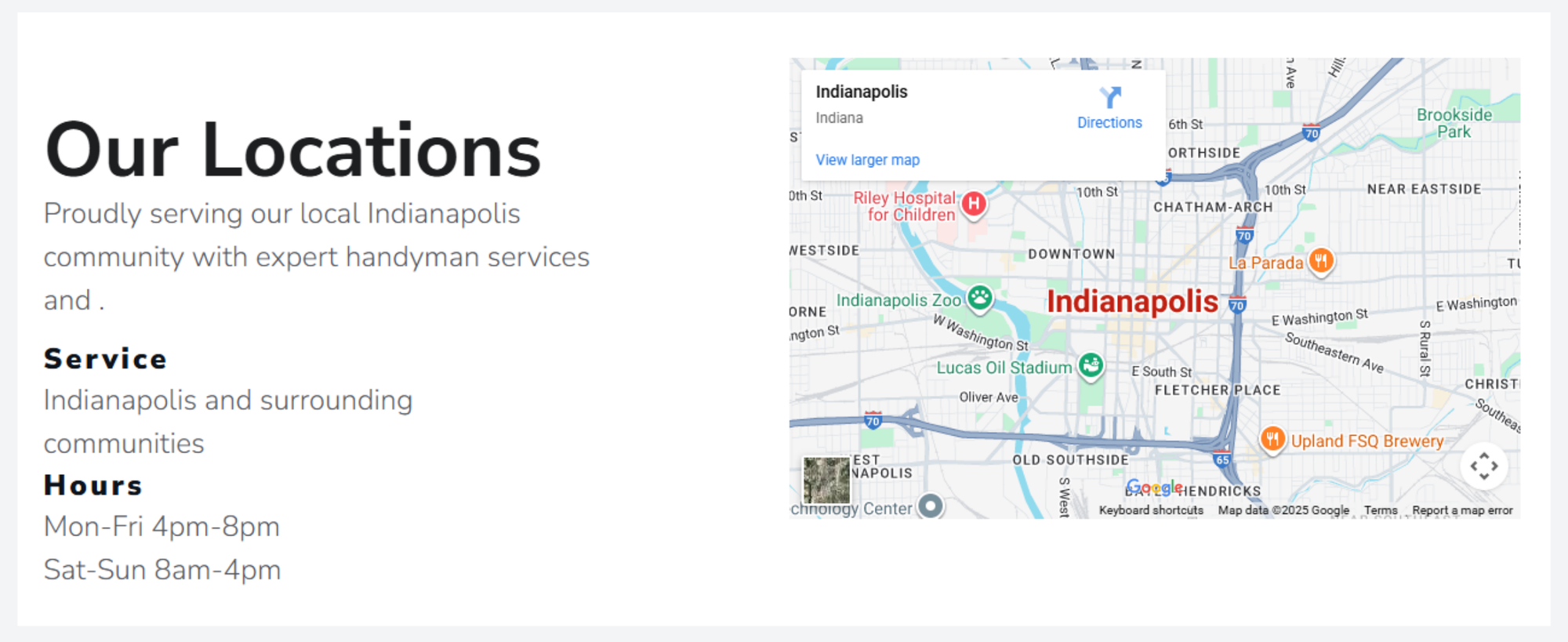 Locations and neighborhoods at handyman website