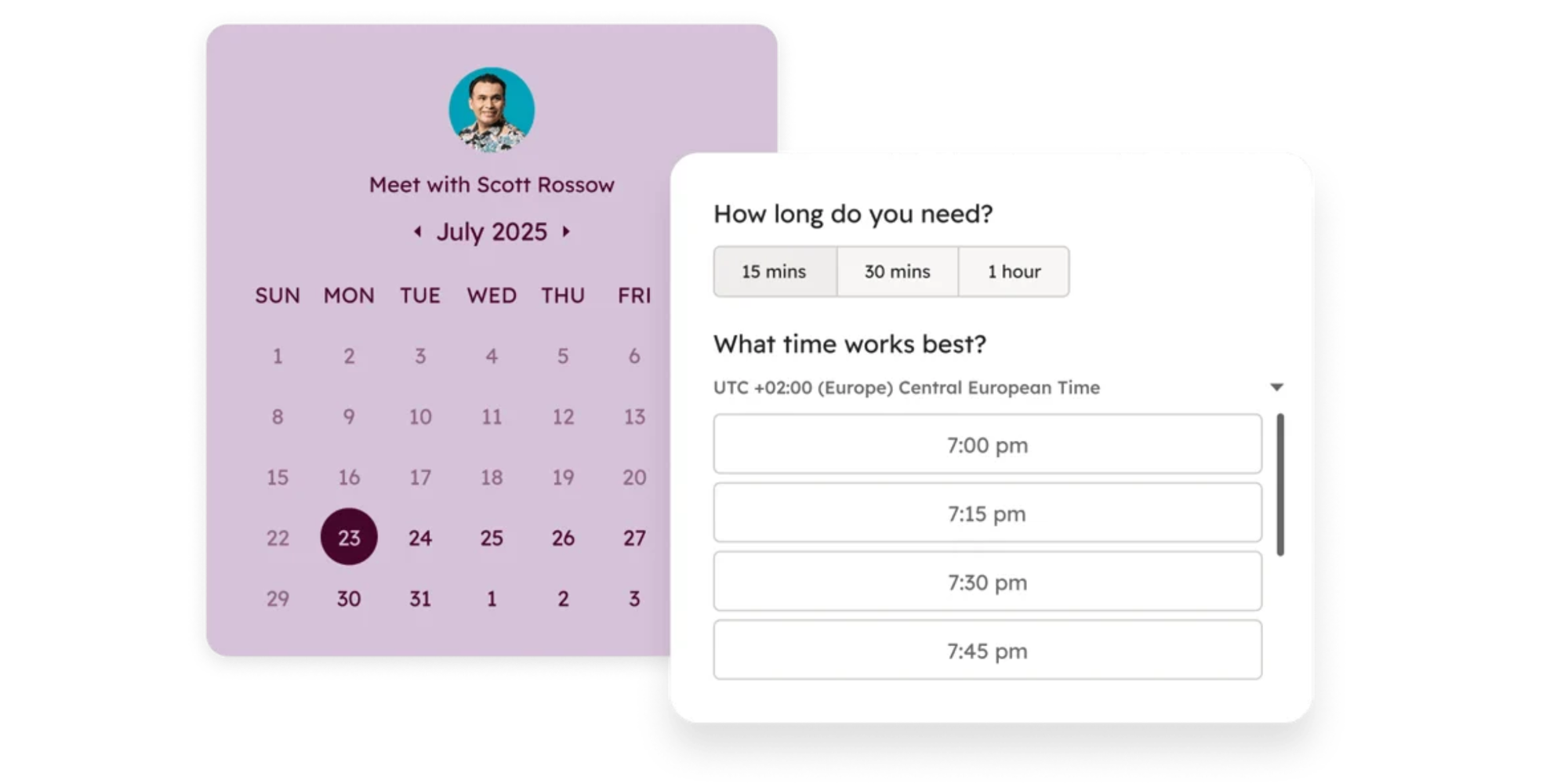 HubSpot Meeting Scheduler interface Calendly alternative