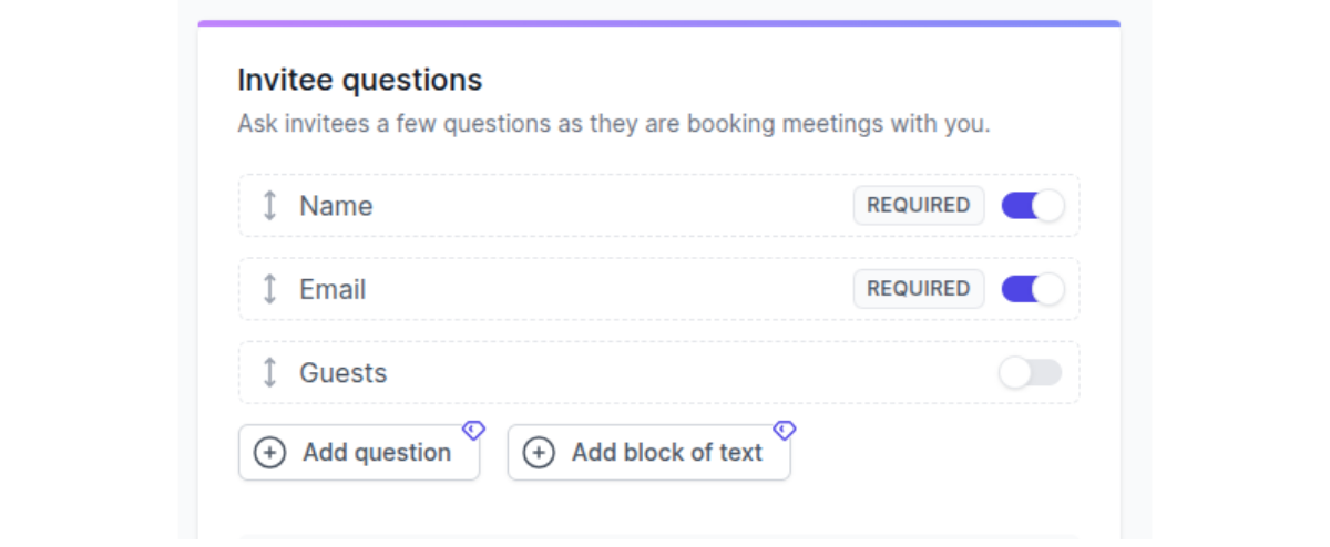 Editing invitee questions in Koalendar for a fitness class booking page