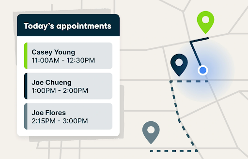 Visual from the Jobber software showing appointments for a lawn care business