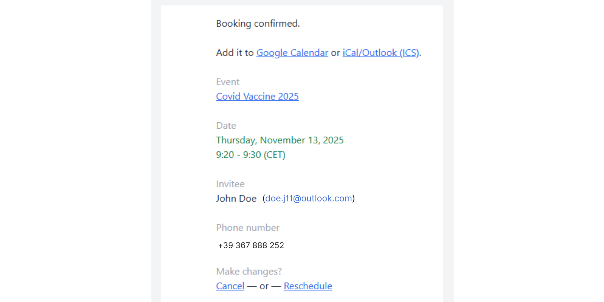 koalendar scheduling software sending automated reminders for flu and COVID vaccine appointments