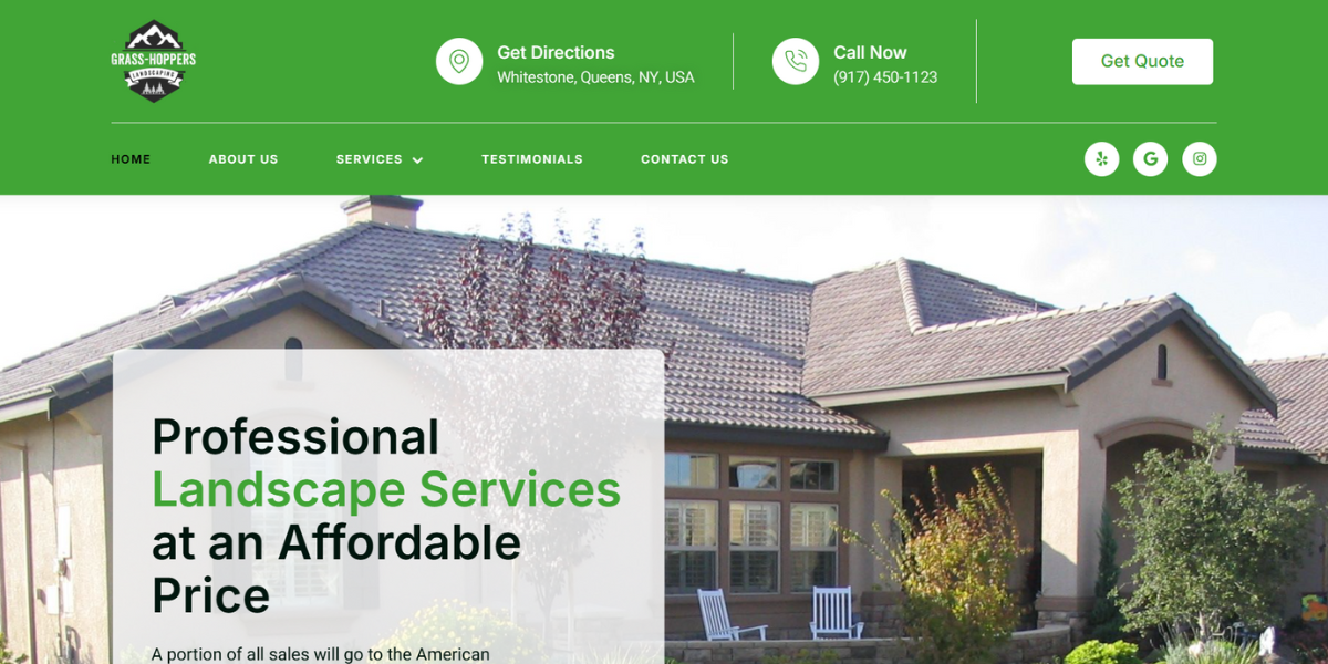 embedded scheduling button on hero section of a converting landscaping company website