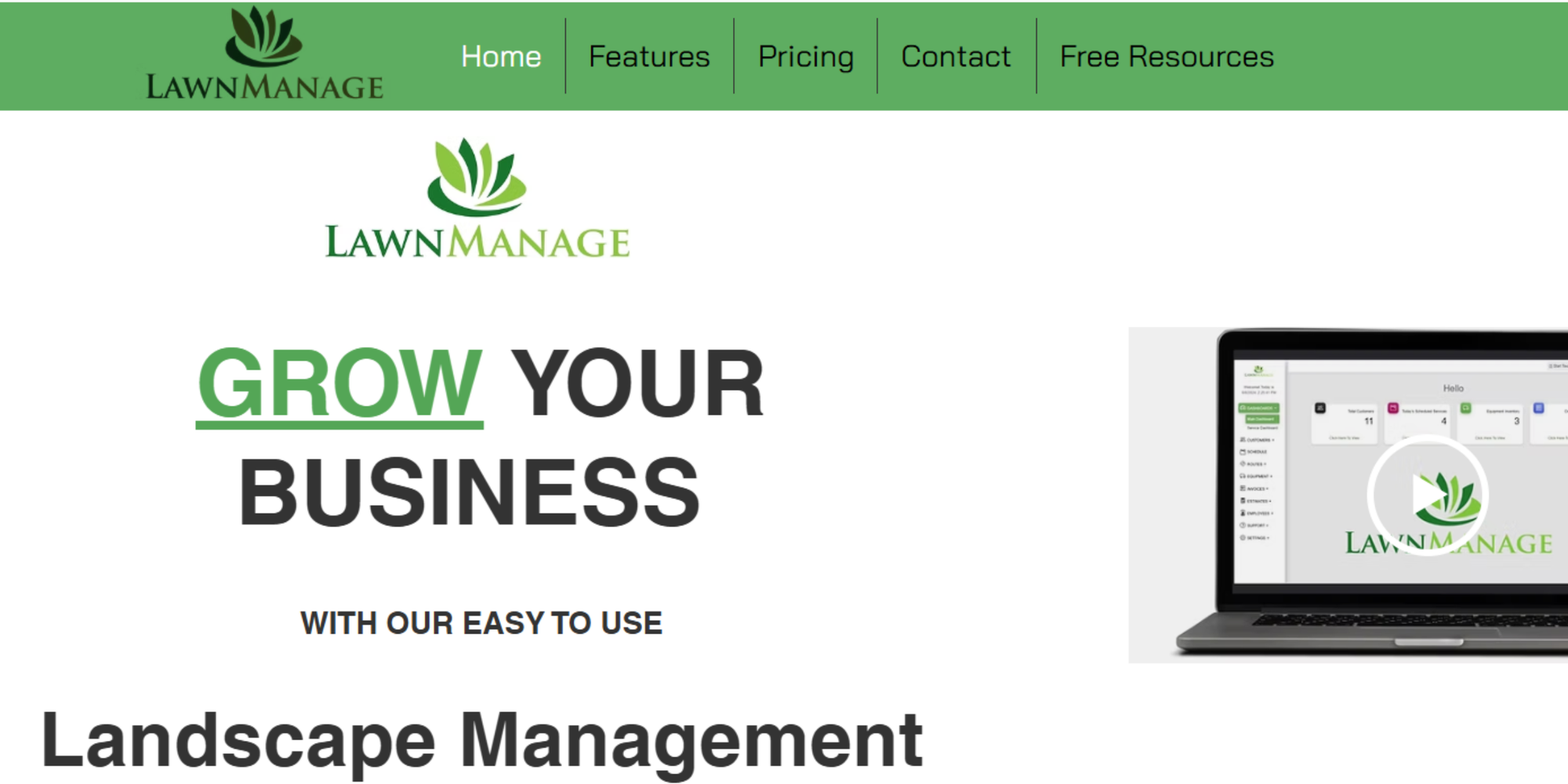 LawnManage Screenshot of lawn company schedule in the LawnManage software platform