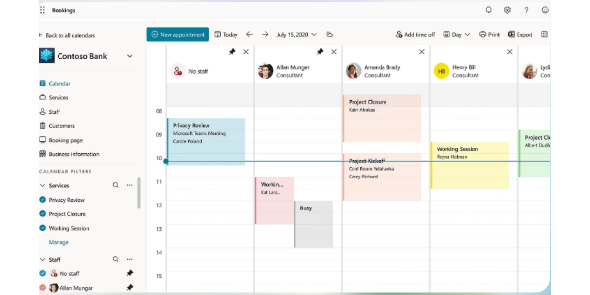 Microsoft Bookings appointment scheduling tool