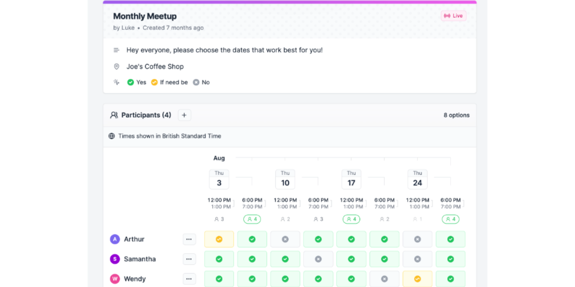 rallly software meeting polls