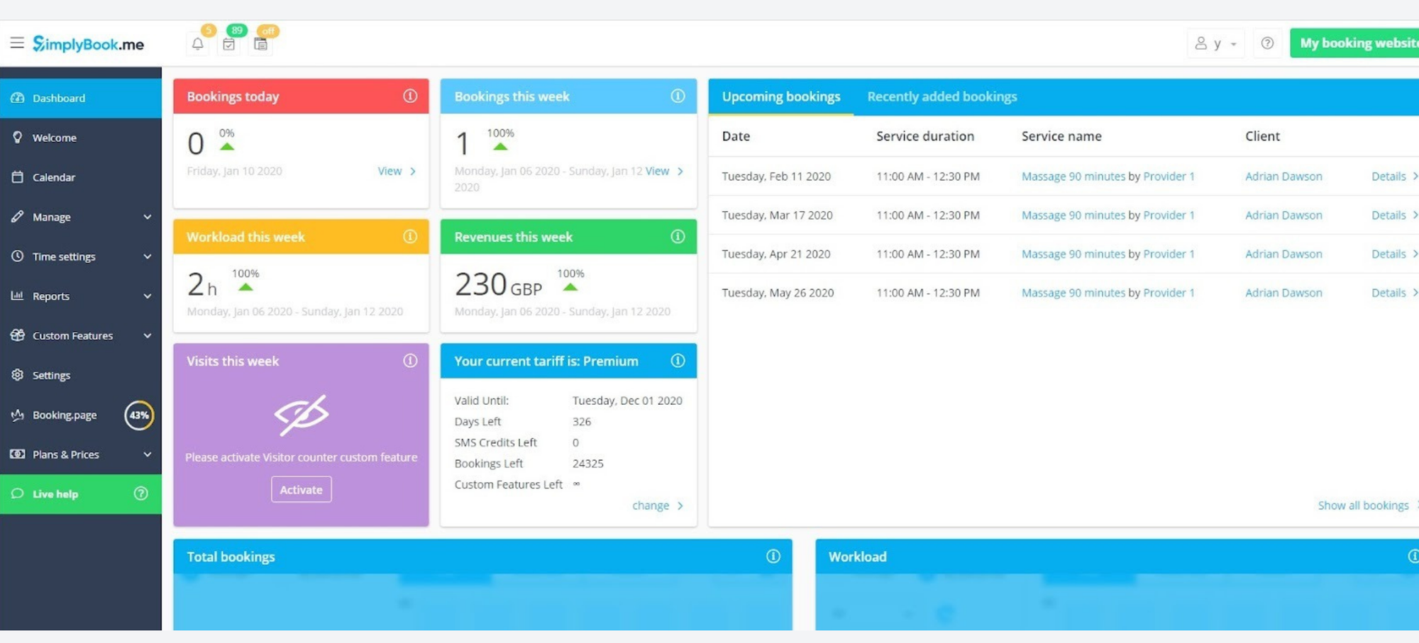simplybook.me online scheduling tool for health practices