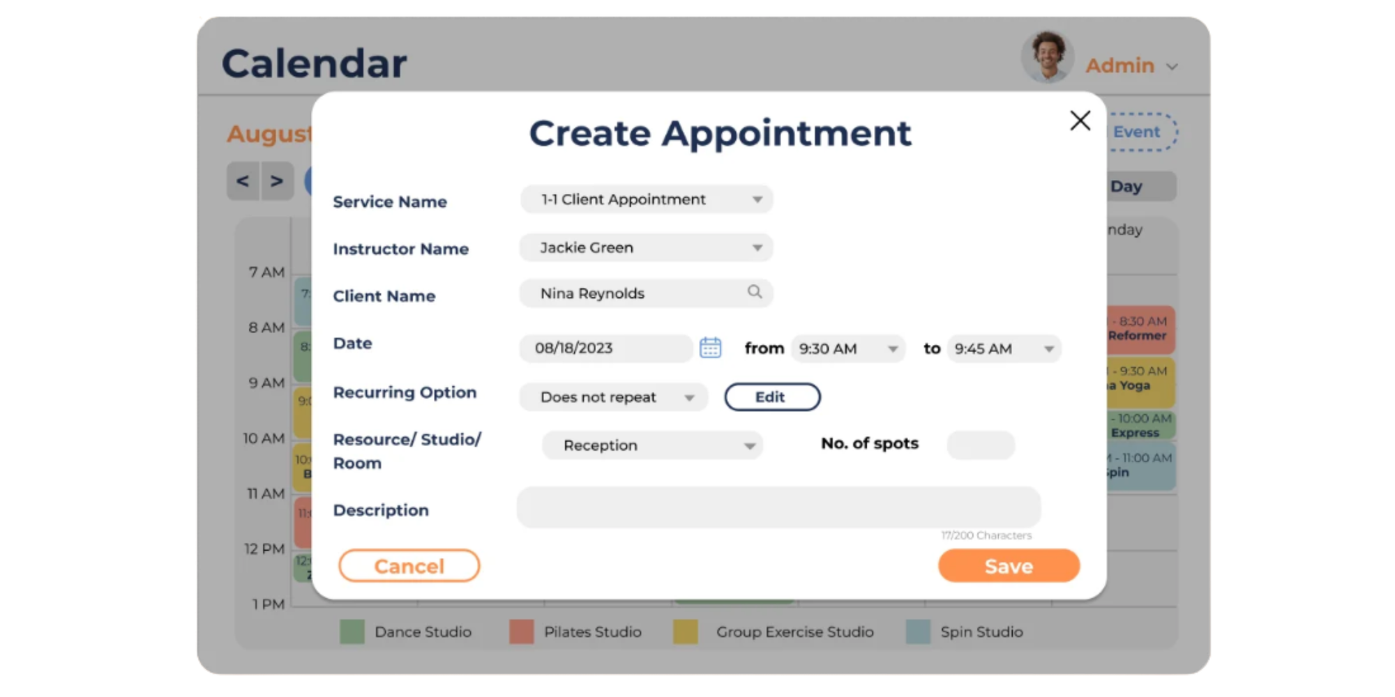 smart health club where members can book