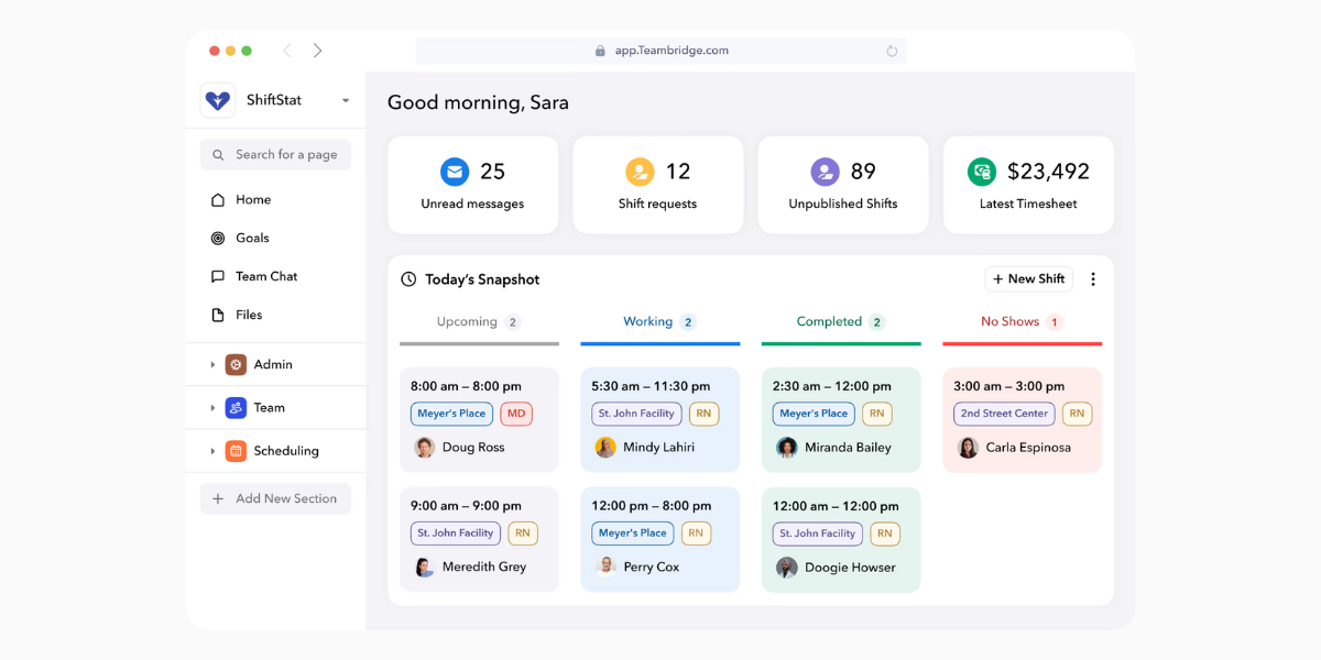 teambridge recurring shift scheduling