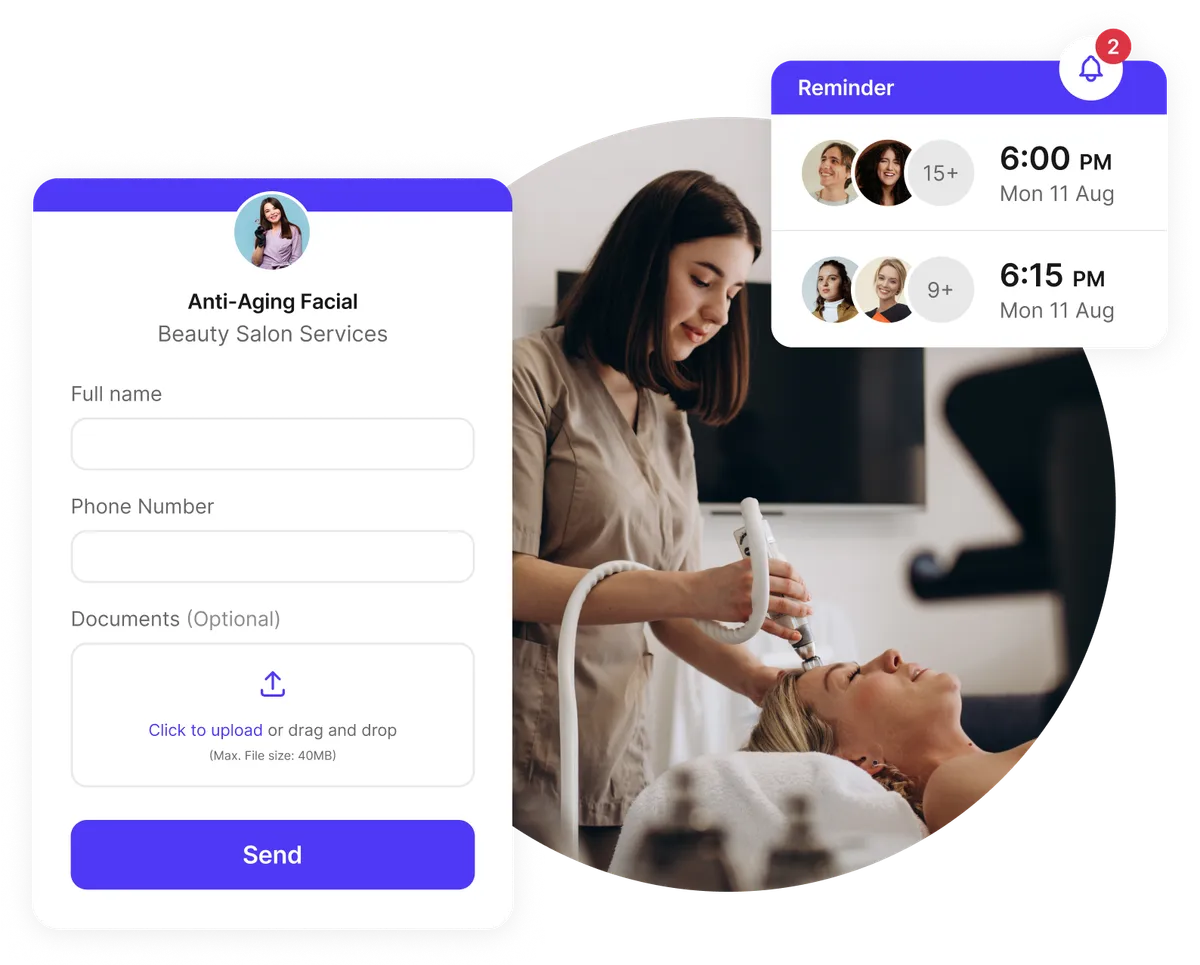 beauty salon booking app form customization