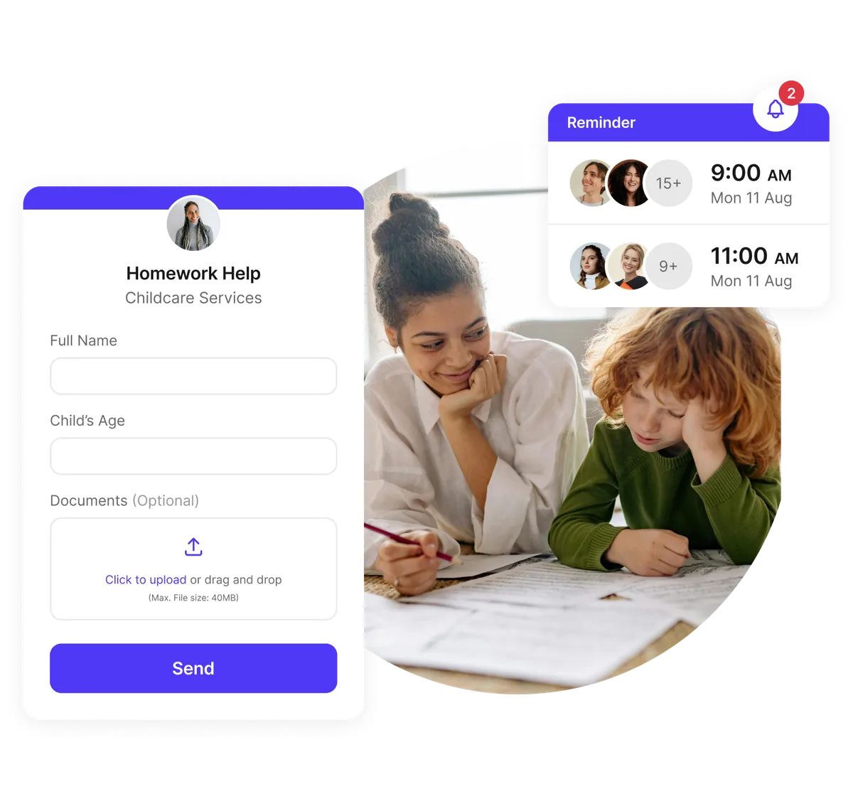 childcare intake form with reminders