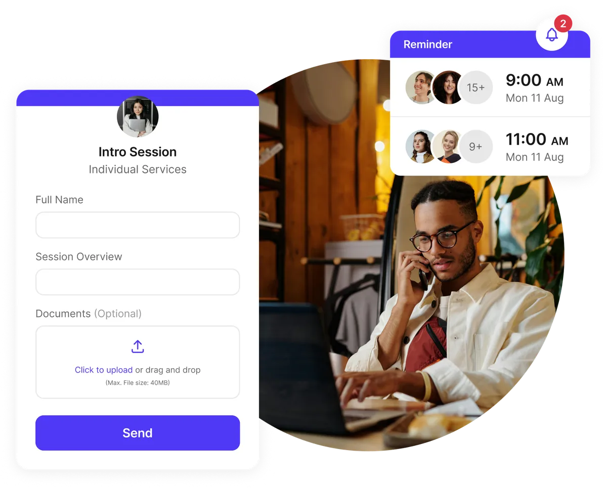 Formulaire intake personnalisé et partage fichiers