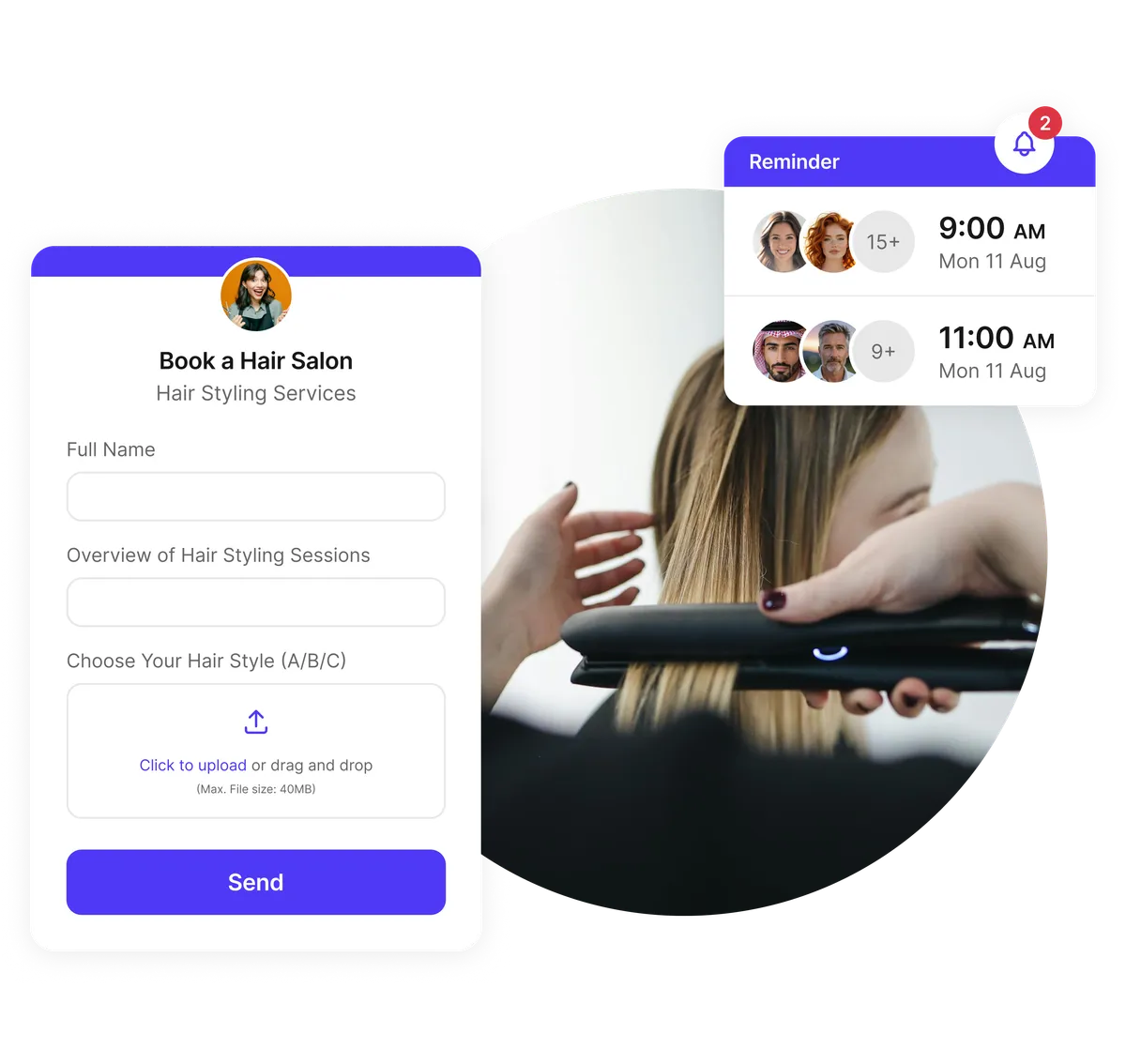 hair stylist scheduling app intake forms