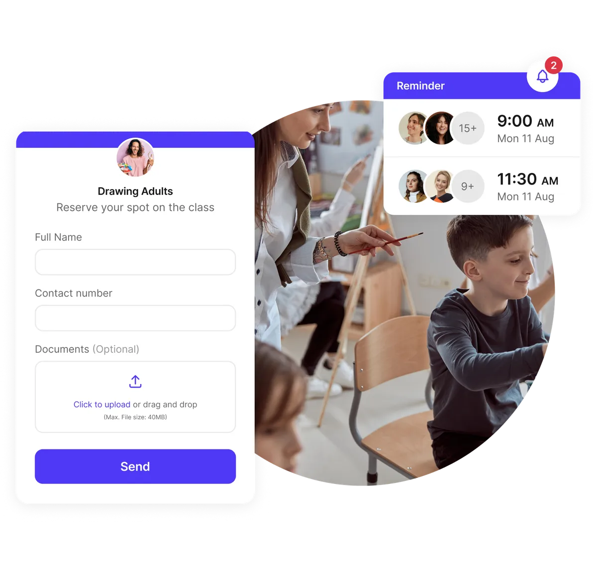 formulario personalizado de inscripción para clases de arte