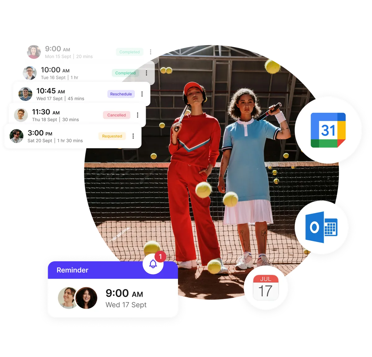 sistema de recordatorios de software de reserva de pistas de tenis