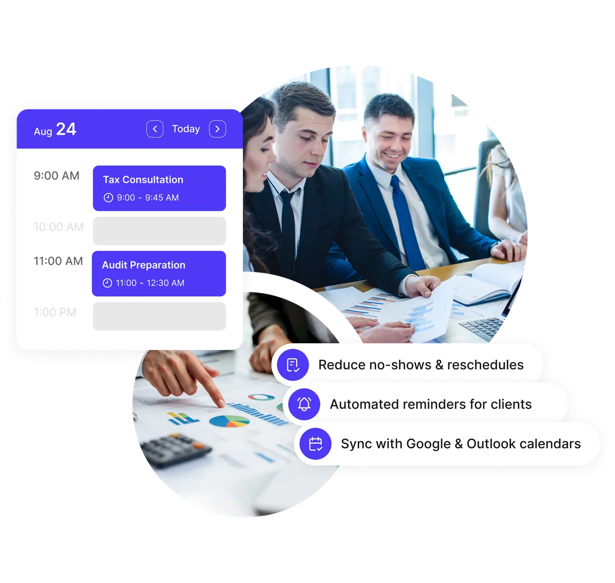 Vista de calendario del software de citas para contables